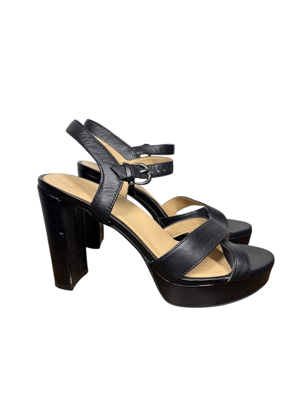 Naturalizer Black Platform Block 4.5" Heel Sandals